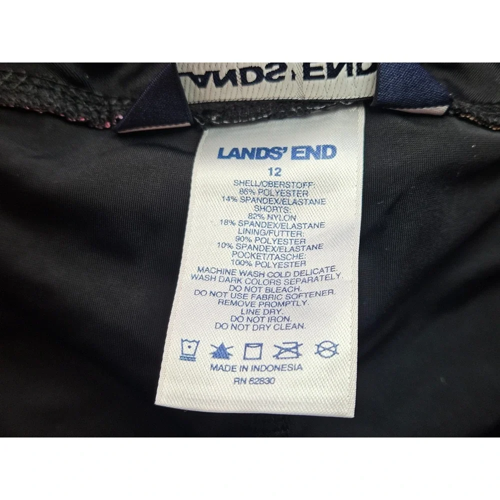 Lands End Swim Skort Womens 12 Multicolor Abstract Print‎ Beach Summer